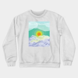 Abstract view sunrise time over the sea , sun light reflection  , clouds and morning fog Crewneck Sweatshirt